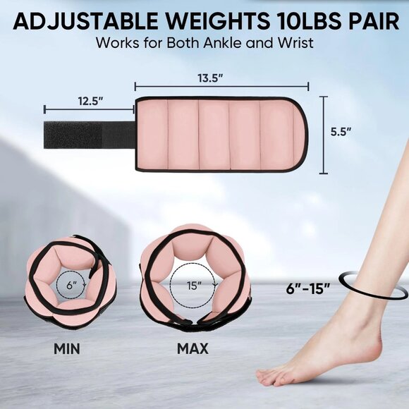 APEXUP 10 lbs Pair Adjustable Ankle Weights for Women and Men, Set of 2, NWOT - Picture 2 of 8